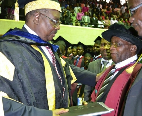 President Mutharika awarding an honorary degree to John Tembo in Zomba.Pic-Francis Mphweya-MANA