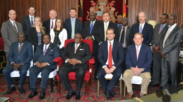President Mutharika in a group photograph with the delegation at Sanjika palace.Pic Francis Mphweya-MANA.