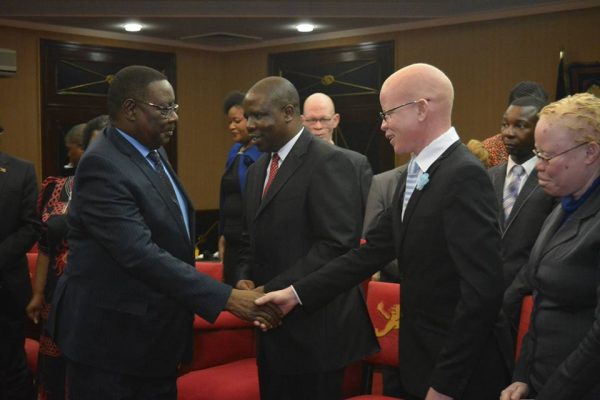 President Mutharika meeting persons with albinism