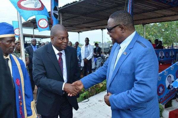 President Mutharika with District Commissioner for Zomba Bennet Nkasala 