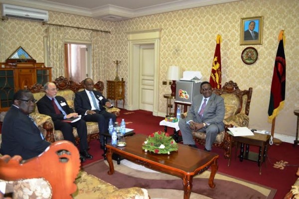 President Peter Mutharika,Finance Minister, meeting officials from IMF - Pic by Stanley Makuti.