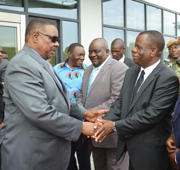 President Peter Mutharika is met by the President of Indigenous Business Association (IBAM) Mr.Mike Mlombwa at BICC on Friday (C) Stanley Makuti
