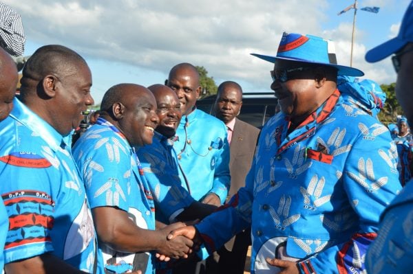 President Peter Mutharika is welcomed by members of Democratic Progressive Party in the Northen region (C) Stanley Makuti 