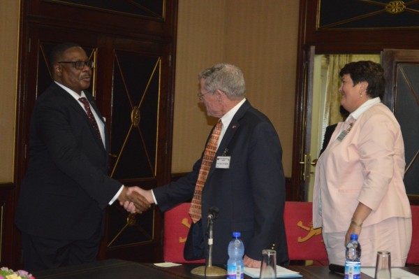 President Peter Mutharika meet the member of Senate Armed Services Commitee,Senator James Inhofe and the US Ambassodor to Malawi,Virginia Palmer at Kamuzu Palace(C)Stanley Makuti