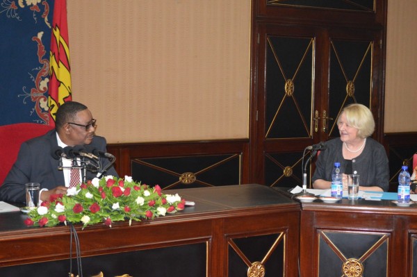 President Peter Mutharika meets Deputy Executive Director Ms Jan Beagle at Kamuzu Palace on Monday (C) Stanley Makuti