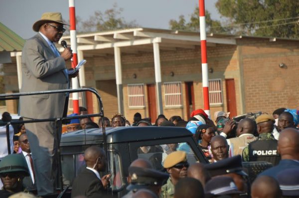 President Peter Mutharika speaks to people at Ntcheu Bus depot: Corruption seen to be worsening