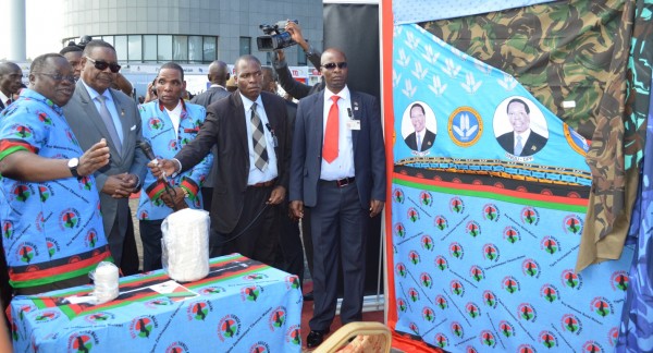 President Peter Mutharika tours the pavilion exhibitions on arrival at Bingu International Conference Centre for the official launch of Buy Malawi Strategy on Friday(C)Stanley Makuti 