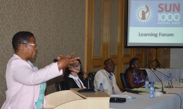 Principal Secretary for Gender,Dr.Mary Shawa makes her opening remarks at the Scaling Up Nutrition (SUN) Learning Forum at Bingu International Conference Centre in Lilongwe on Thursday(C)Stanley Makuti