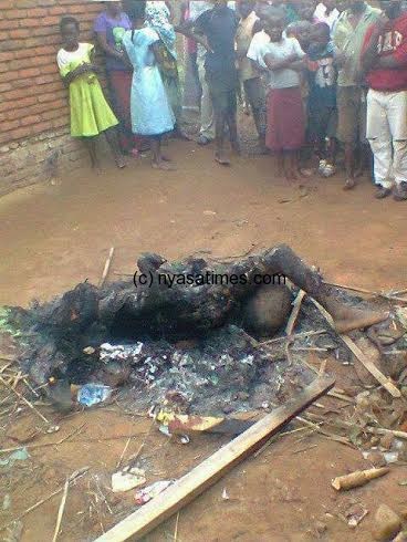 Remains of the unknown suspected thief burnt to death on Wednesday