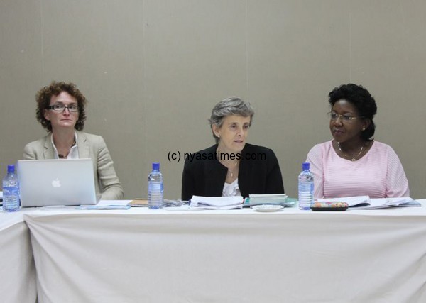 SRSG Marta Santos Pais (middle) with UN Women Representative Alice Shackelford (1L) and UNFPA Representative Violet Kakyomya