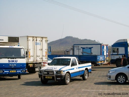 Siku Transport vehicles parked at MRA offices at Msonkho House