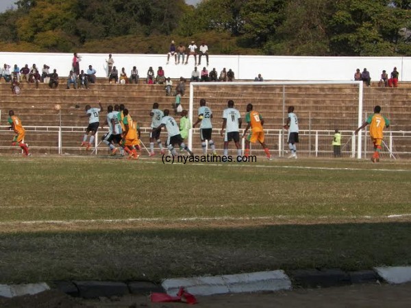 Silver's Frank Banda clears the ball during the match, Pix Alex Mwazalumo