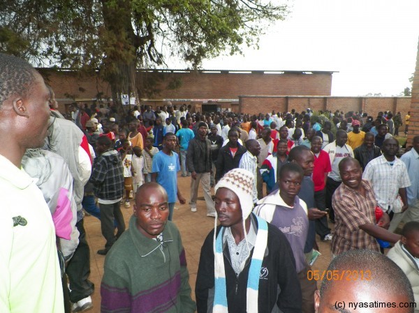 Sold out, fans waiting for tickets from town council.-Photo/Nyasa Times