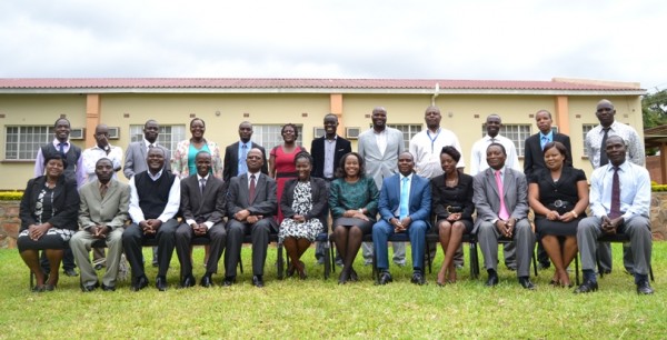 Solicitor General, Dr Janet Banda and Ombudsman, Mrs. Martha Chizuma Mwangonde among the staff groupphoto for the Ministry of Justice, MHRC and Ombudsman at Riverside Hotel  in LL-(c) Abel Ikiloni,Mana