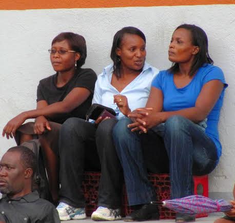 Some of former Malawi Queens veterans Sylivia, Peace and Esther watching the games...Photo Jeromy Kadewere
