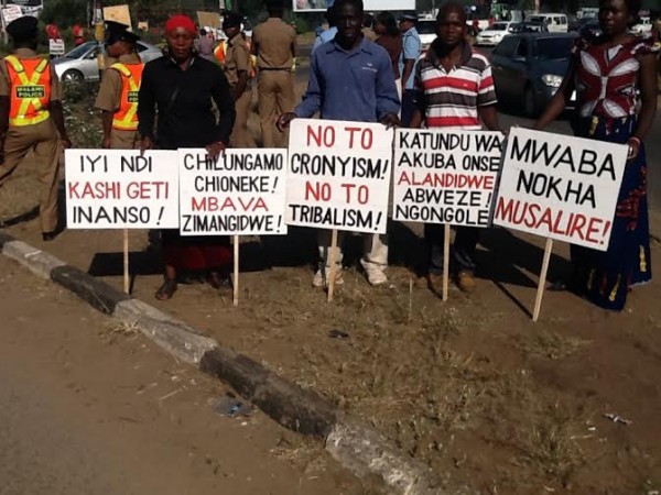 Some of the palacard protestors carried.-Photo by Alfred Chauwa, Nyasa Times