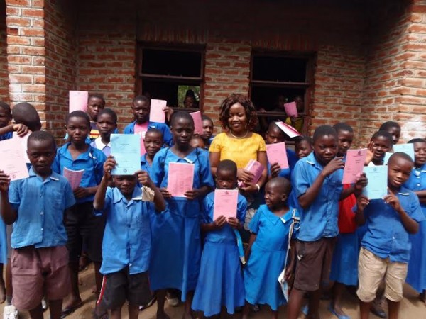Some of the pupils pose with Wataya