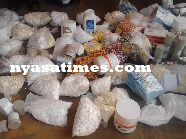 Some of the recovered drugs . Photo by Chancy Gondwe -- Nyasa Times