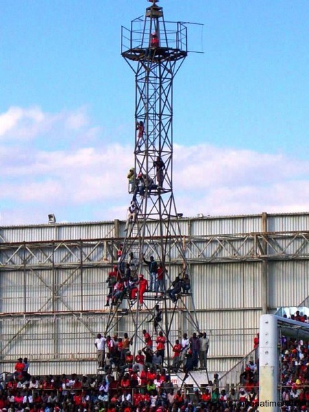 Some spectators had to watch the game from the tower....Photo Jeromy Kadewere