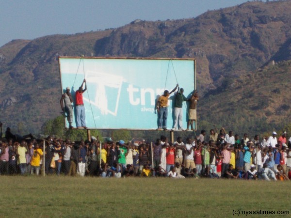 Some spectators had to watch the game while on the billboard....Photo Jeromy Kadewere