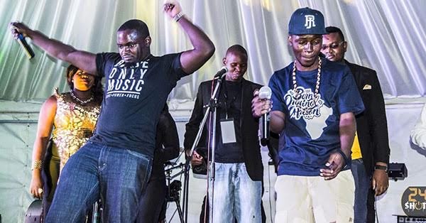 Suffix (right) on stage with Zambia's Mag44