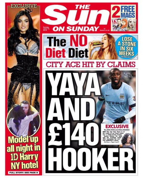 Malawian hooker Sandra Ntonya hit headline  in The Sun on Sunday front page over sex claims