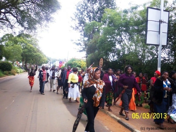 Taifa market venndors marching in the streets, Pic by Andrew Mkonda -MANA