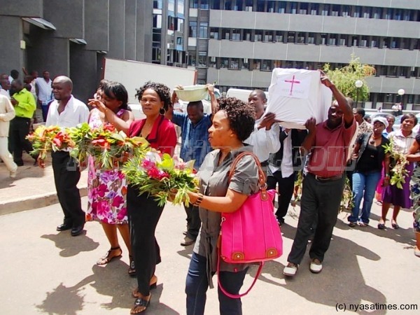 Teachers joined their fellow civil servants on Tuesday in Blantyre....Photo by Jeromy Kadewere