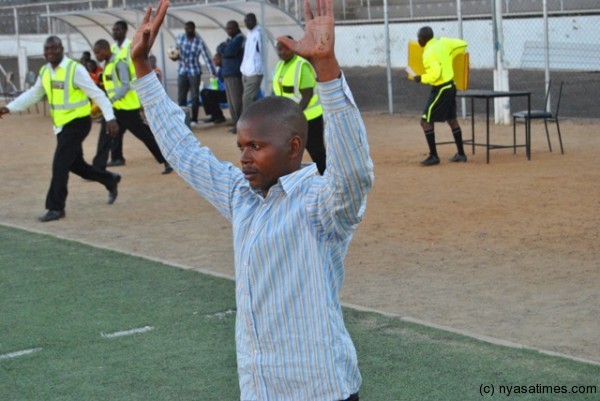 Praise God for the victory Mario Gadaga after the last whistle.....Photo Jeromy Kadewere