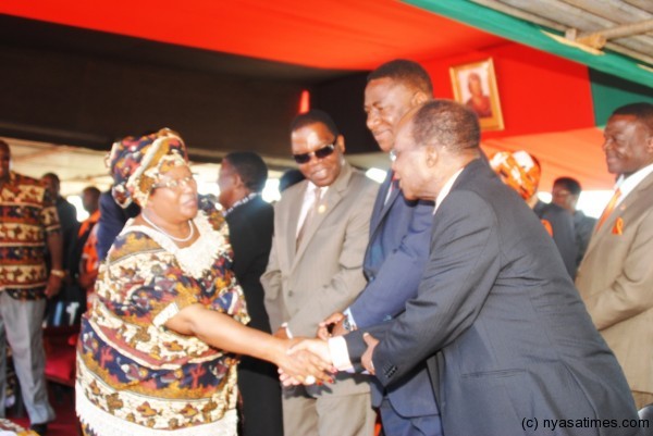 The Leader of Opposition and President of the MCP John Tembo was also there and here he greets JB