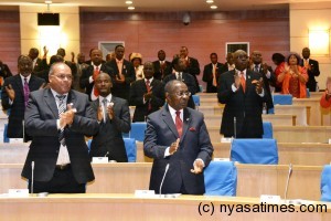President Banda receives a standing ovation from legislators