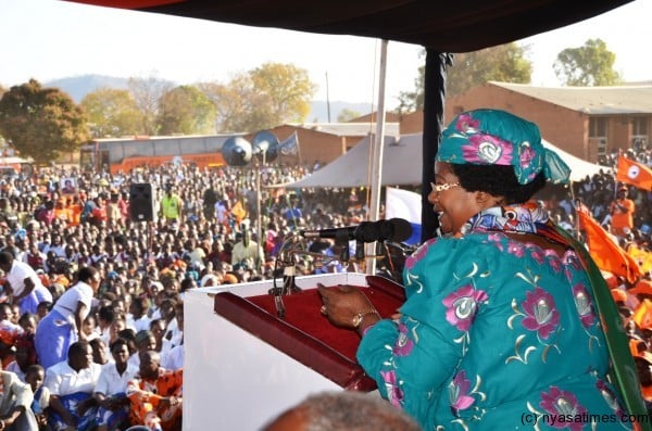 The President seemingly bewildered with massive support she encountered in Rumphi on Friday