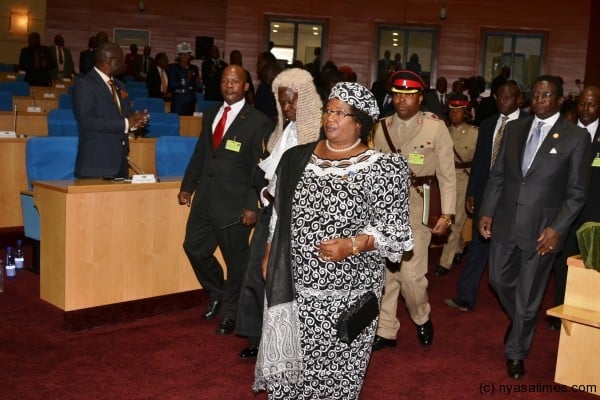 President Banda  walks out of the Chamber after delivering the State of the Nation Address