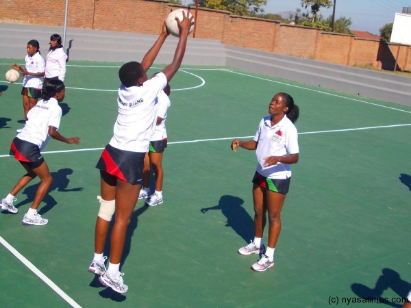 The Queens stretching muscles before the game....Photo Jeromy Kadewere