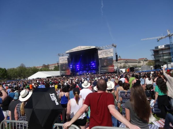 The crowds at the Earth Day commemoration