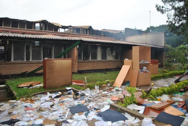 The remaining of the Mzuzu University library Picture by Yohane Chideya, Mana.