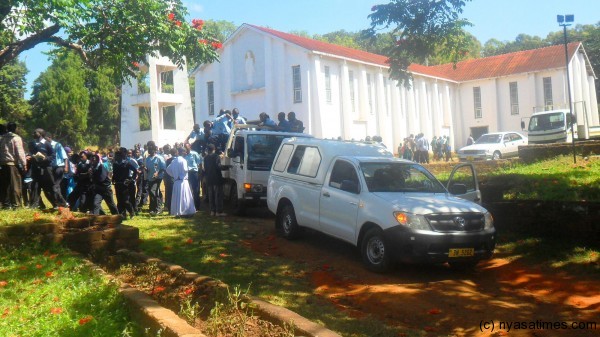 The remains of the late Brother Vincent Chunga off to Marist in Dedza after mass at Zomba Cathedral