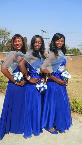 Support: The three Malawi Queens netballers who came to at the weddng officiation at the  Church....Photo Jeromy Kadewere