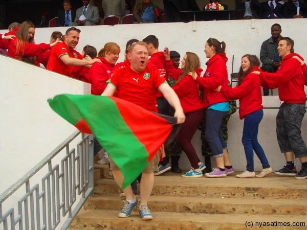 New supporters group for Malawi Flames. They chanted for Malawi in the game against Kenya.-Photo by Jeromy Kadewere/Nyasa Times
