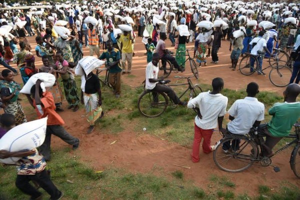 Thousands carried home the donated maize from Bushiri and his Prophetic Channel aid