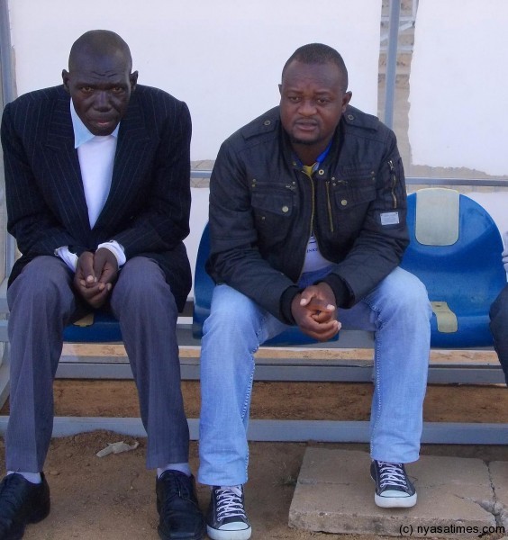 Tigers coach Leo Mpulula in a black jacket with his assistant Macdonald Yobe....Photo Jeromy Kadewere