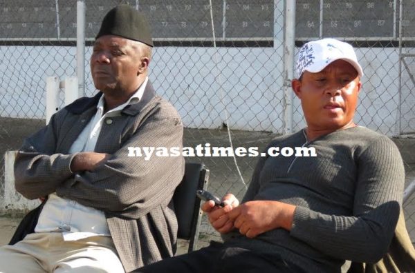 Tigers coach Gerald Phiri in a relaxed mood with technical director Robin Alufanduka..Photo Jeromy Kadewere.