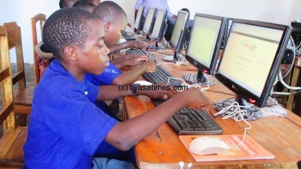 Time to browse the internet for St Mathews Primary pupils...Photo Jeromy Kadewere