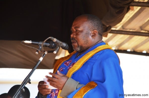 Traditional Authority Mtwalo makes his remarks at the rally