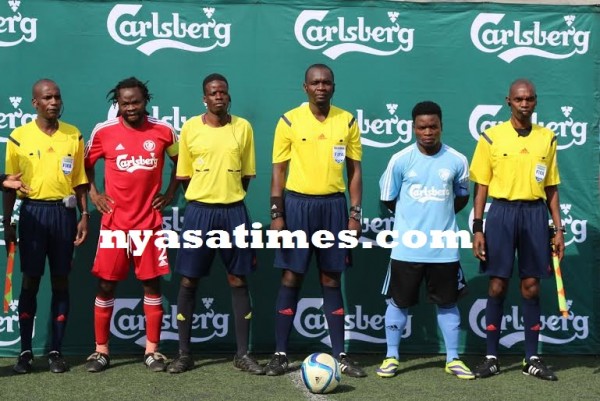 Two captains with match officials..Photo Jeromy Kadewere