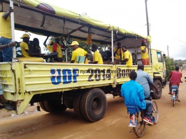 UDF campgain truck in Mzuzu