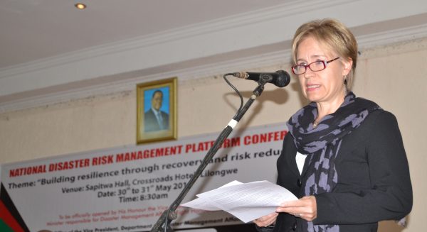 UN Resident Coordinator, Ms. Mia Seppo gives her Statement at the official opening of the National Disaster Risk Management Platform Conference at Crossroads Hotel, Lilongwe-(c) Abel Ikiloni, Mana