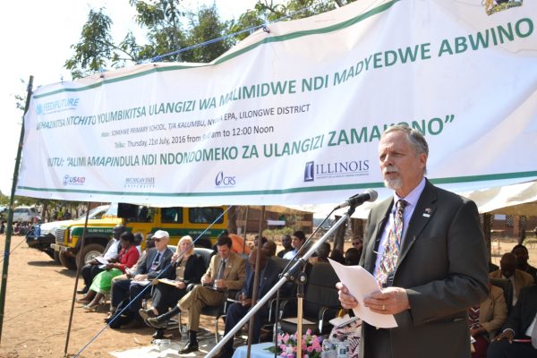USAID Mission Director, Doug Arbuckle gives his statement at the launch of SANE project at Nathenje, TA Kalumbu, Lilongwe-(c) Abel Ikiloni, Mana