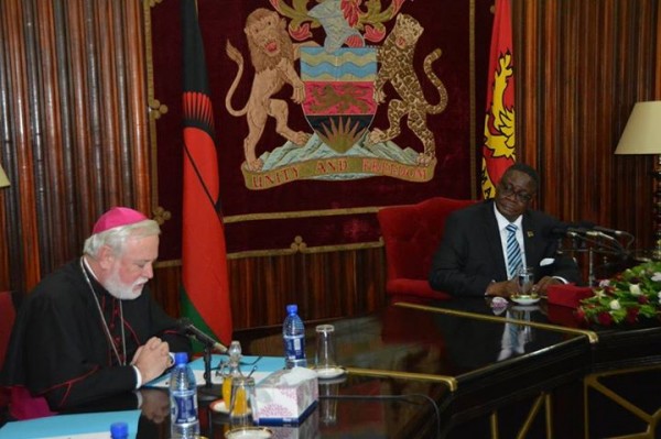 Vatican official paying a courtesy call on President Mutharika