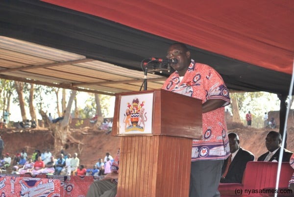 Vice-President Khumbo Kachali making his speech during the 30th annivesary of the Evangelical Lutheran Church in Malawi